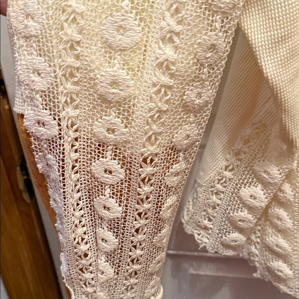 BiBi Mustard Yellow and Cream Button-Down Lace Panel Shirt - Picture 4 of 7